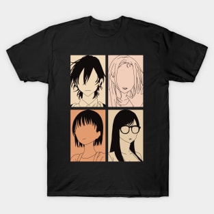 Summertime Render or Summer Time Rendering All Anime Characters in Minimalist 4 Panels Pop Art Design T-Shirt